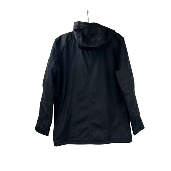 Kuhl Projekt Jacket Men's Size Large Navy Blue Hooded Pockets Faux Leather - Picture 2 of 16